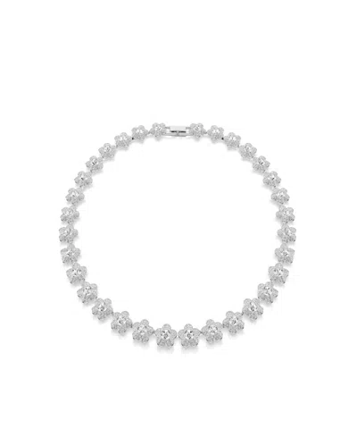 Swarovski X Ariana Grande Rhodium Plated Flower Necklace In White