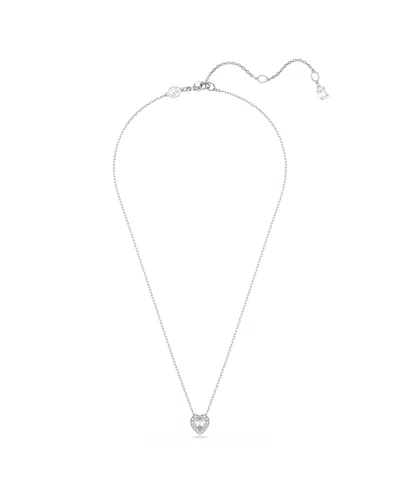 Swarovski X Ariana Grande Rhodium Plated Heart Mixed Cuts Pendant Necklace In Silver