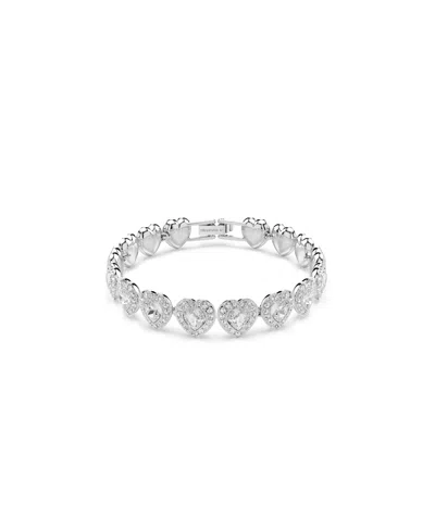 Swarovski X Ariana Grande Rhodium Plated Heart Mixed Cuts Tennis Bracelet In Silver