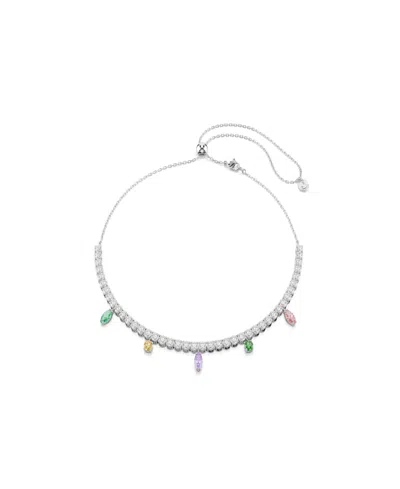 Swarovski X Ariana Grande Rhodium Plated Tennis Necklace In Metallic