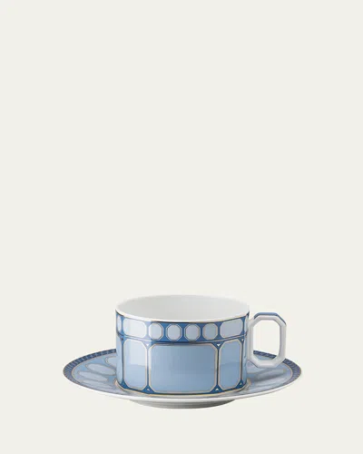 Swarovski Signum Tea Cup & Saucer, Azure Blue