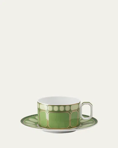 Swarovski Signum Tea Cup & Saucer, Fern Green