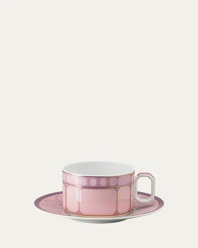 Swarovski Signum Tea Cup & Saucer, Rose Pink