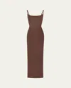 Swarovski X Skims Jelly Sheer Crystal-embellished Cami Maxi Dress In Cocao
