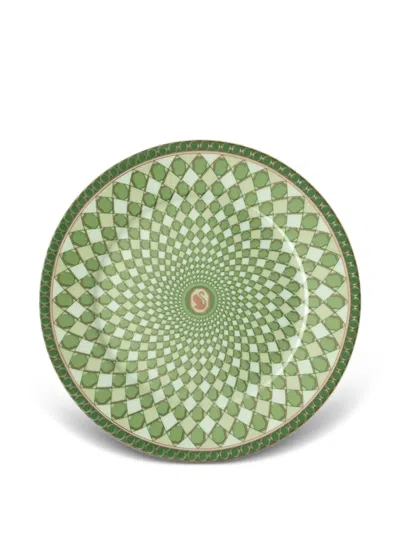 Swarovski X  Signum Fern Plate 18cm In Green