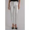 Swat Fame Charlize Fab Ab Metallic Coated High Waist Ankle Cigarette Jeans In Silver