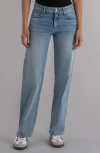 Swat Fame Selena Low Rise Baggy Straight Leg Jeans In Blue