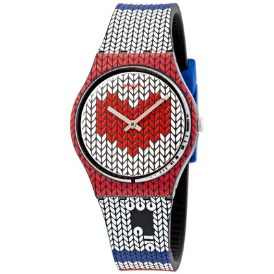 Swatch Amaglia Red And White Dial Ladies Watch Gb306 In Blue