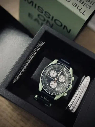Pre-owned Swatch & X Omega Biocramic Moon Mission To Earth - Brand Fast Ship+c}