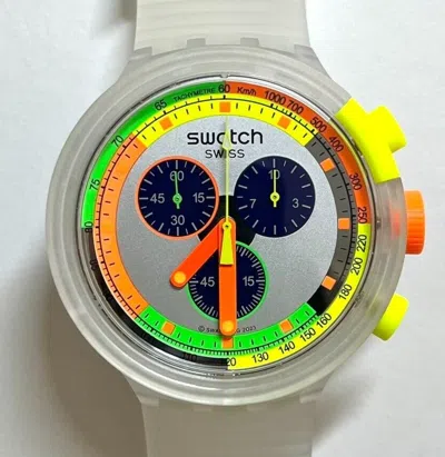 Pre-owned Swatch Big Bold  Neon Jelly Sb02k100 Wristwatch Oversize Retro Watch F/s