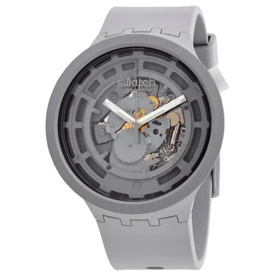 Swatch Bioceramic C-grey Quartz Transparent Grey Dial Unisex Watch Sb03m100 In Gray