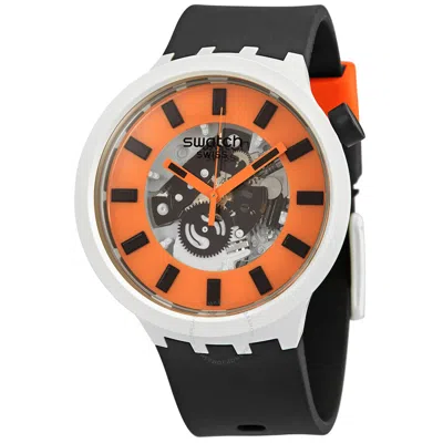 Swatch Bioceramic Orack Quartz Orange Skeleton Dial Watch Sb03m104 In Multi