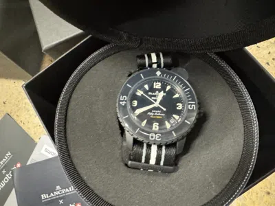 Pre-owned Swatch Blancpain X  Scuba Fifty Fathoms Collection Ocean Of Storms So35b400 Black