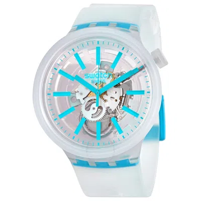 Swatch Blue-in-jelly Quartz White Skeleton Dial Watch So27e105 In Metallic