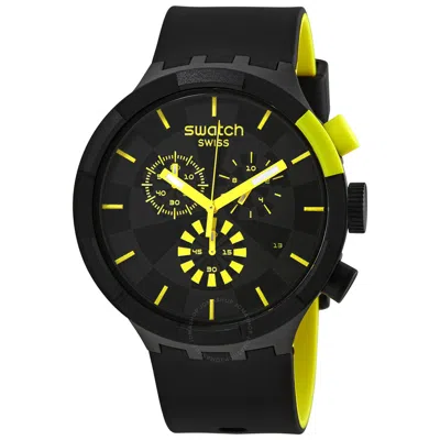 Swatch Checkpoint Yellow Chronograph Quartz Unisex Watch Sb02b403 In Black