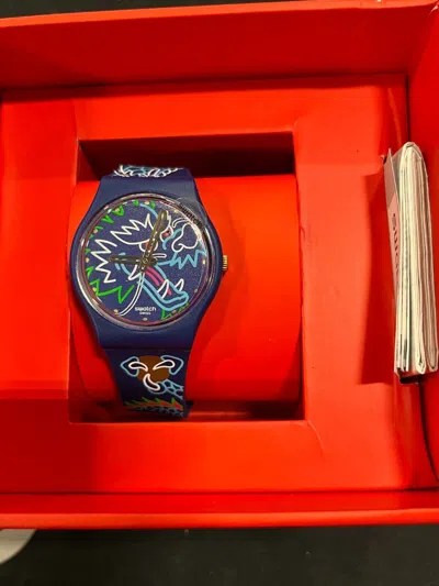 Pre-owned Swatch Chinese Year Of The Dragon 2024 - Water Dragon In Waves So28z125