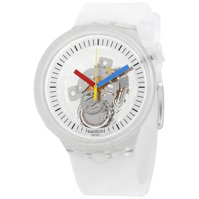Swatch Clearly Bold Quartz Transparent Unisex Watch Sb01k100 In White