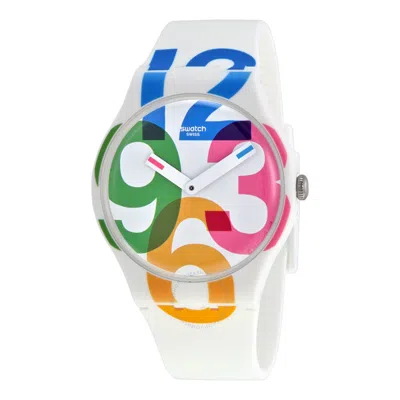 Swatch Clockwise White Dial White Silicone Ladies Watch Suow117