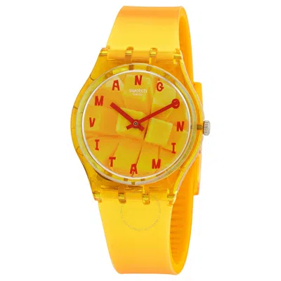 Swatch Coeur De Mangue Quartz Orange Mango Dial Unisex Watch Go119 In Yellow