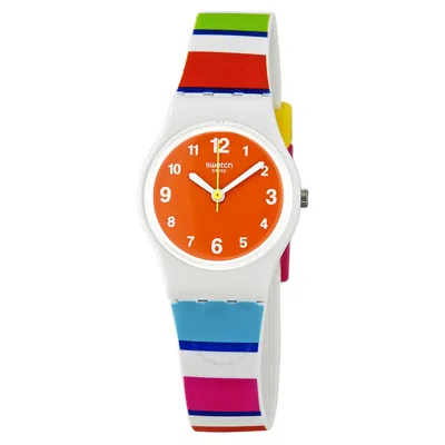 Swatch Colorino Orange Dial Multi-colored  Silicone Ladies Watch Lw158