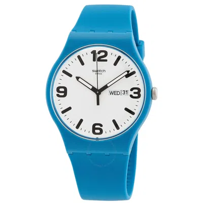 Swatch Costazzurra Quartz White Dial Unisex Watch Suos704 In Blue/white