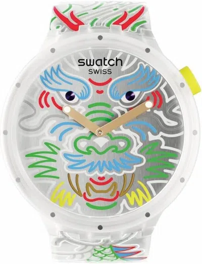 Pre-owned Swatch Dragon In Cloud Sb05z102 Watch White Analog Swiss Quartz 2024 In Box