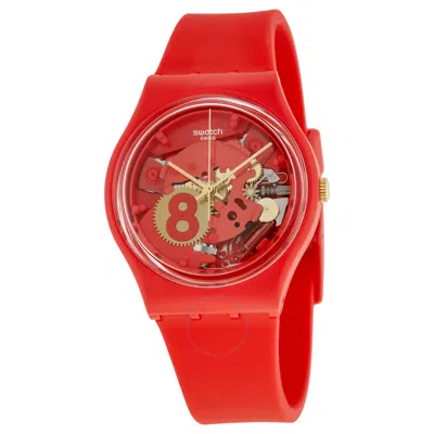 Swatch Eight For Luck Red Silicone Unisex Watch Gr166