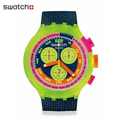 Pre-owned Swatch From Jpn  Sb06j100 Blue Neon To The Max 1991 Grand Prix Unisex Watch W/box