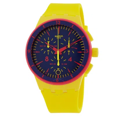 Swatch Glow Loom Chronograph Quartz Blue Dial Men's Watch Susj400 In Yellow