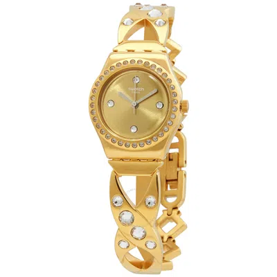 Swatch Goldy Hug Quartz Crystal Gold Dial Ladies Watch Ysg164g