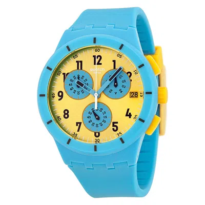 Swatch Maresoli Yellow Dial Blue Rubber Men's Watch Suss400 In Yellow/blue