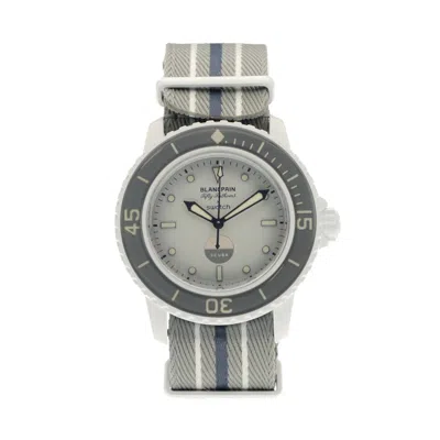 Pre-owned Swatch Men's Blancpain X  Scuba Fifty Fathoms Antarctic Ocean So35s100 In Bioceramic