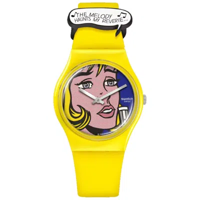 Swatch Men's Originals Art Journey 2023 Reverie By Roy Lichtenstein Blue Dial Watch In Gold