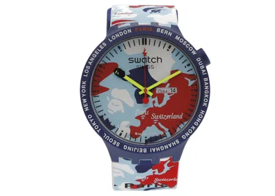 Pre-owned Swatch Men's  X Bape Big Bold Paris Edition S027z703s In Plastic