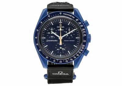 Pre-owned Swatch Men's  X Omega Bioceramic Moon Mission To Neptune Moonshine Gold So33n101108 In Velcro
