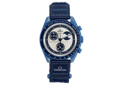 Pre-owned Swatch Men's  X Omega Moon Mission To The Super Blue Moonphase So33n700 In Bioceramic