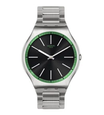 Swatch Men's The May Black Dial Watch In Silver