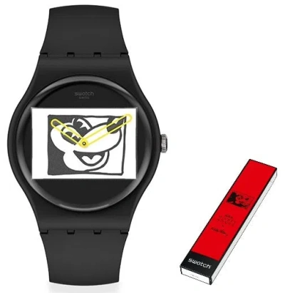 Swatch Mod. Mickey Blanc Sur Noir - Keith Haring Serie Gwwt1 In Black