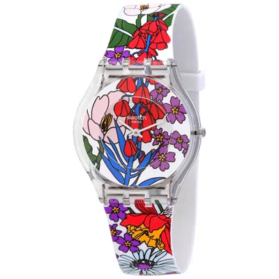 Swatch Monthly Drops Botanical Paradise Quartz White Dial Ladies Watch Ss08k110 In Multi