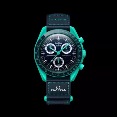 Pre-owned Swatch O  X Omega Bioceramics Moons Mission To Earth Polar Lights - Fast+