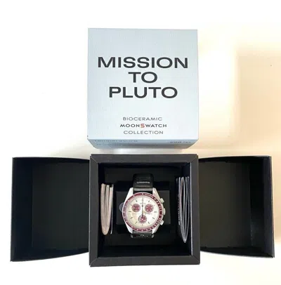 Pre-owned Swatch Omega X  Moon Mission To Pluto 42mm Gray Bioceramic Case Black Nylon