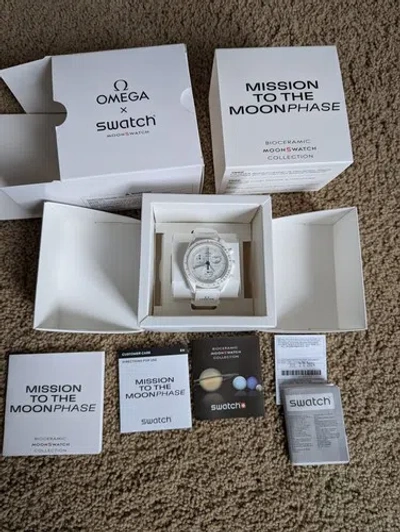 Pre-owned Swatch Omega X  Moon Snoopy Mission To The Moon - Full Moon (white) Receipt