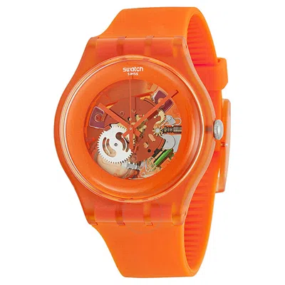 Swatch Orangish Lacquered Silicone Men's Watch Suoo100 In Orange