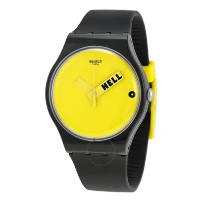 Swatch Originals Ciao Tutti Yellow Dial Black Silicone Unisex Watch Suob120 In Yellow/black