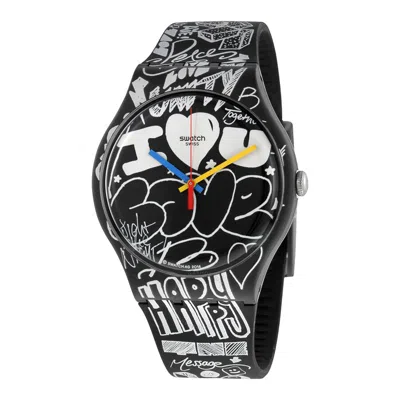 Swatch Originals Love Wall Black And White Dial Black And White Silicone Watch Suob125