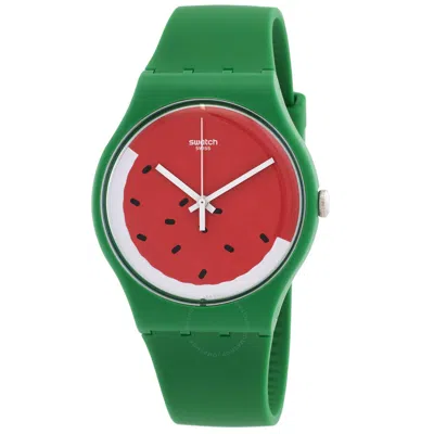 Swatch Pasteque Quartz Red Dial Unisex Watch Suog109 In Green