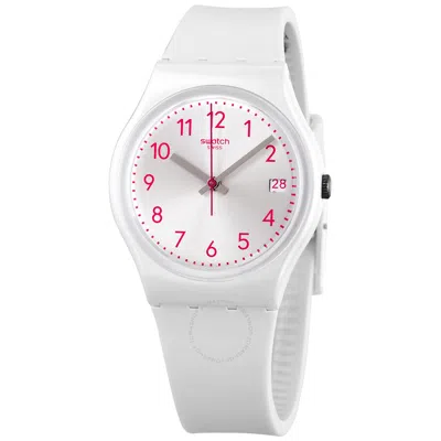 Swatch Pearlazing Quartz Ladies Watch Gw411 In White