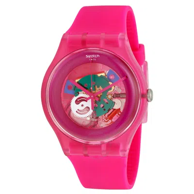 Swatch Pink Lacquered Pink Silicone Unisex Watch Suop100