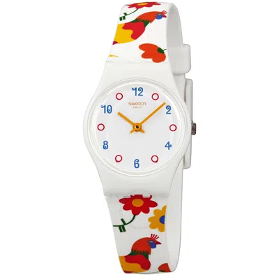 Swatch Polletto White Dial Multi-colored Print Ladies Watch Lw154