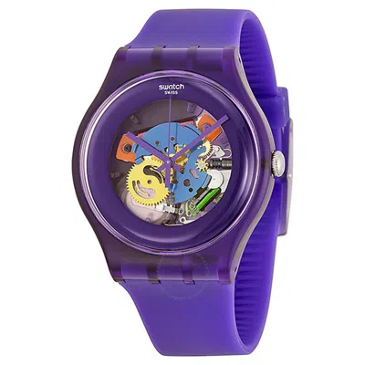 Swatch Purple Lacquered Silicone Unisex Watch Suov100